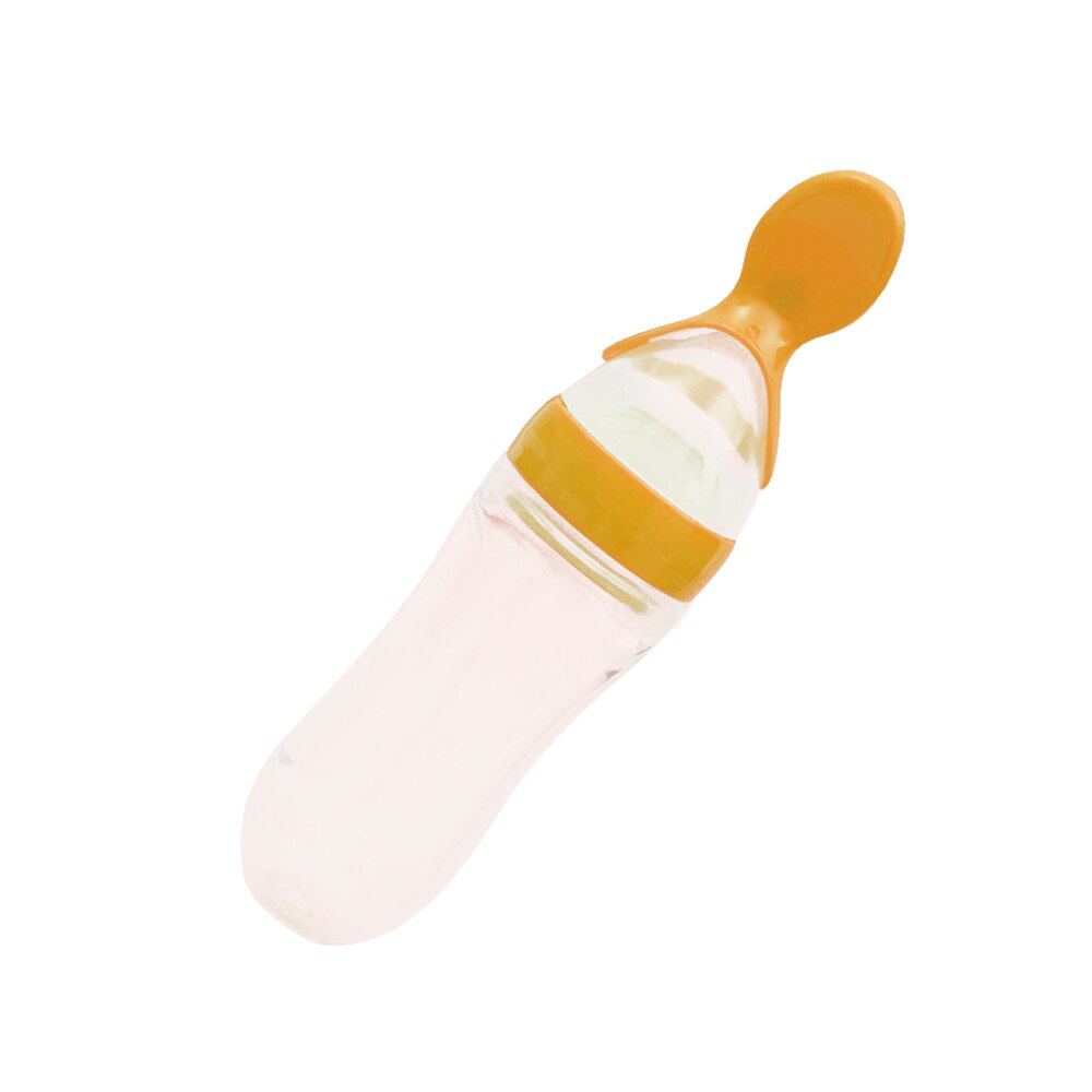 Veilig Nuttig Siliconen Baby Fles Met Lepel Voedingssupplement Rijstgraangewas Flessen Squeeze Lepel Melk Zuigfles Cup: yellow