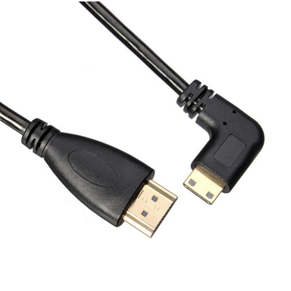 Jimier CY-Cable de 90 grados con ángulo recto, Mini HDMI, compatible con macho a HDMI, Cable de resorte elástico macho de 4 pies