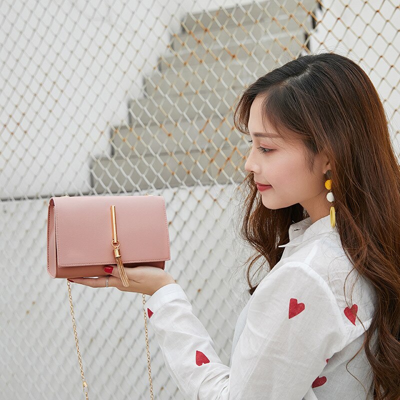 Pakket Han Editie Van PU Vrouwelijke Effen Kleur Kleine Balen Kwastje Mobiele Telefoon Dames Handtassen Schoudertas bolso Mujer