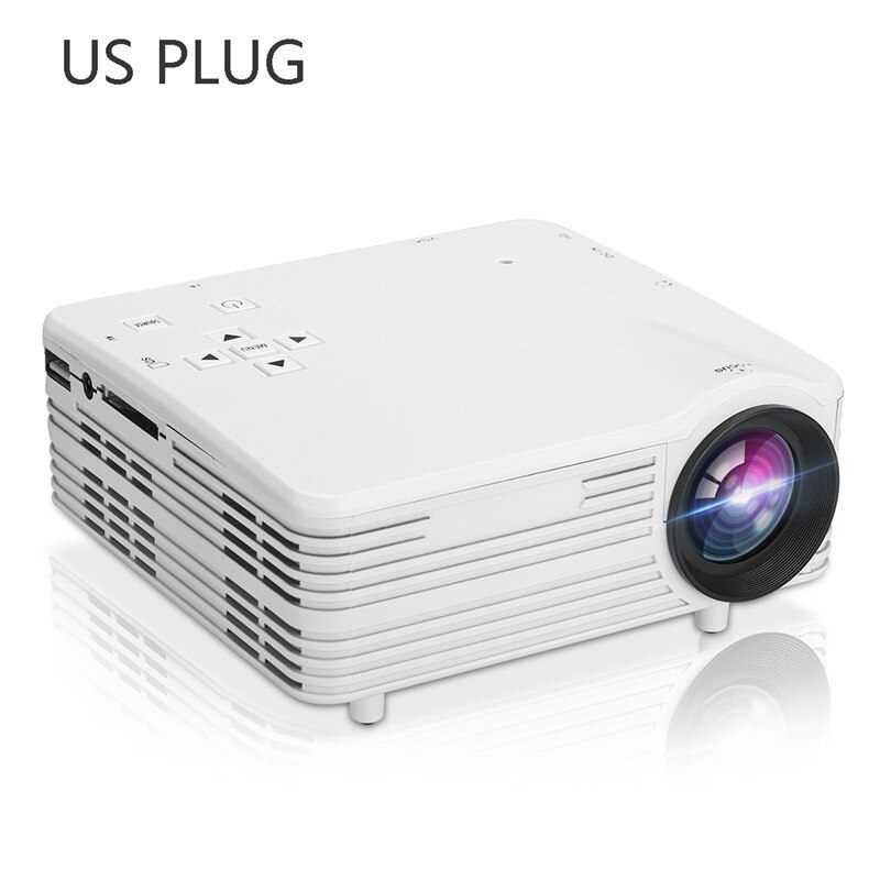 LED1018 Mini Portable LCD Projector With HDMI USB VGA AV SD Multimedia Interfaces Support 1080P For Movie Home Cinema PK yg300: white us plug