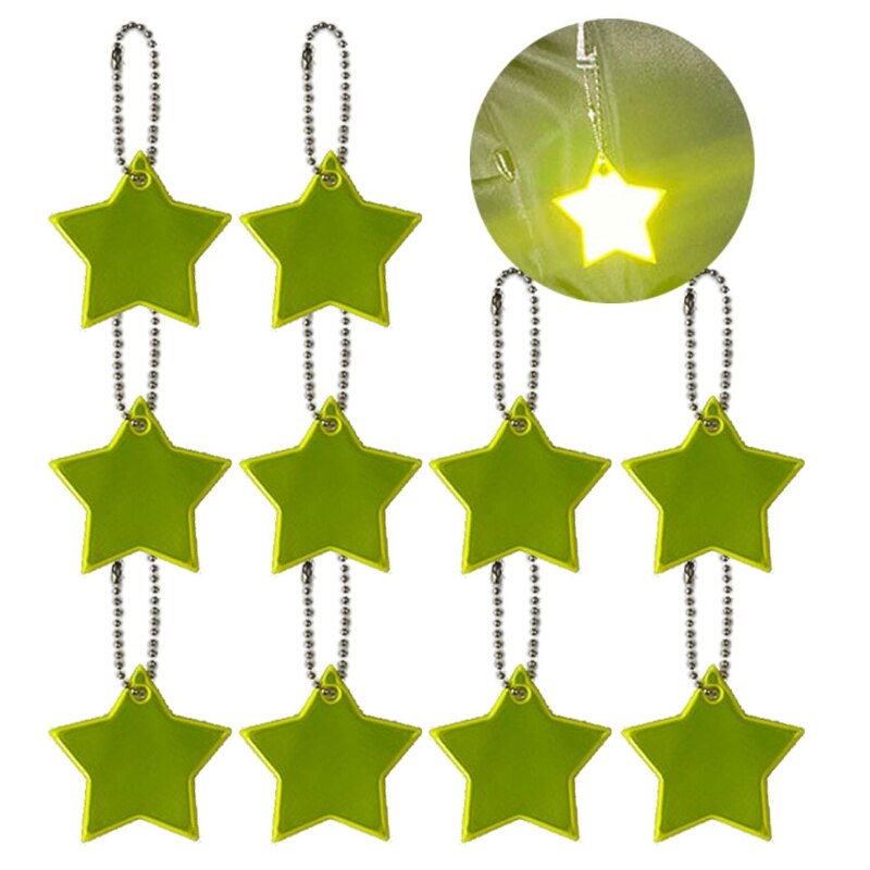 10Stck Art Sicherheit Reflektoren Schlüsselanhänger Stilvolle Reflektierende Sterne Getriebe Rucksäcke Kinderwagen Jacken Sicher Reflektor Keychain: A