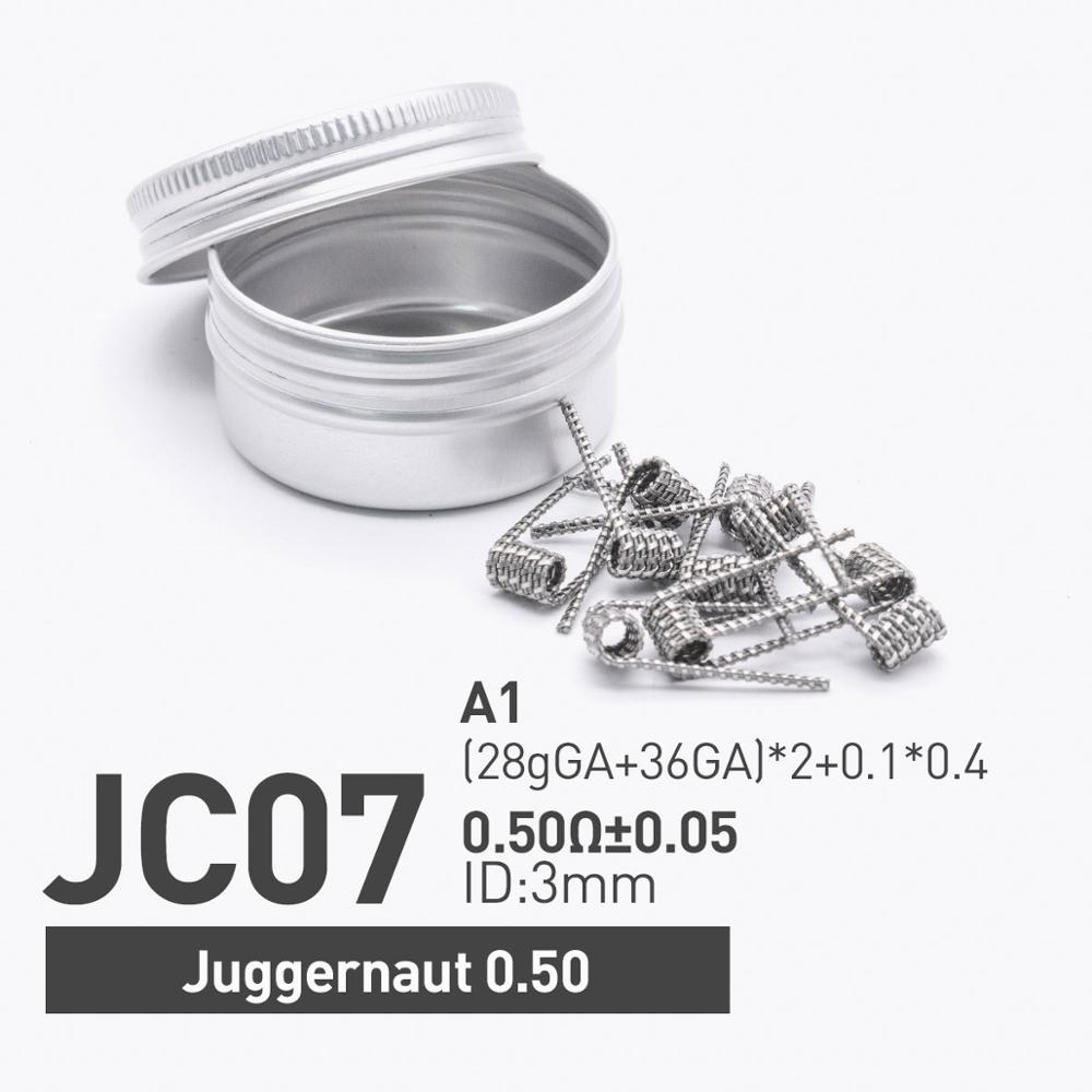 Volcanee 10 Stks/partij A1 NI80 Nichrome Juggernaut Coil Nietje Omlijst Twisted Nietje Verspringende Platte Tsuka Clatpon Premade Coil: Juggernaut 0.50