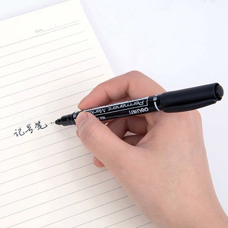 0.5/1mm Dual Double Tip Waterproof Pens Fast Dry Permanent Marker Environmental Ink two side smooth writing Stationery