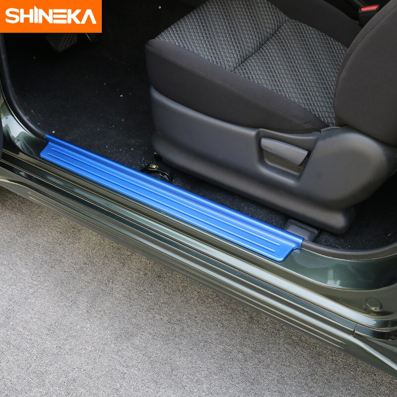 SHINEKA Edelstahl Tür Sill Platten Eintrag bewachen Abdeckung trimmen Streifen Aufkleber für Suzuki Jimny 2007 + Auto Styling
