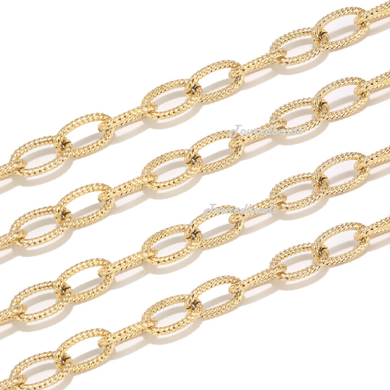 1 Meter Stainless Steel Heavy Circle Rolo Chain 5x19mm Dull Silver Textured Chunky Chains for Punk Rock Jewelry Making