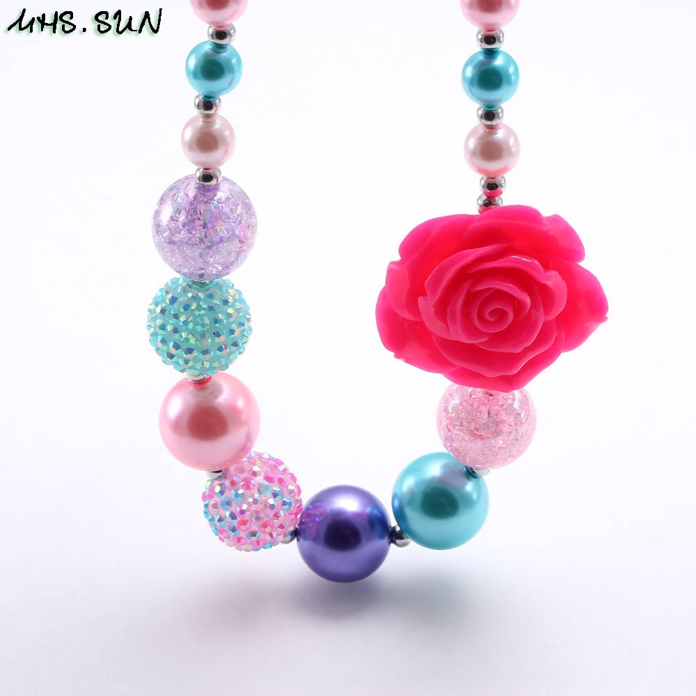 MHS.SUN-collar con cuentas de flores para niños, Gargantilla gruesa de colores, para , 1 unidad