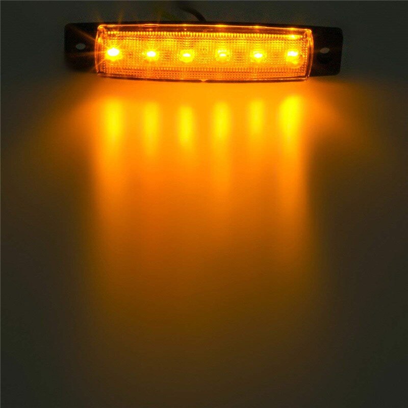 LED End Outline Marker Light Set – 12V Red/Amber Lights With 6 SMD LEDs For Trucks, Trailers, Buses