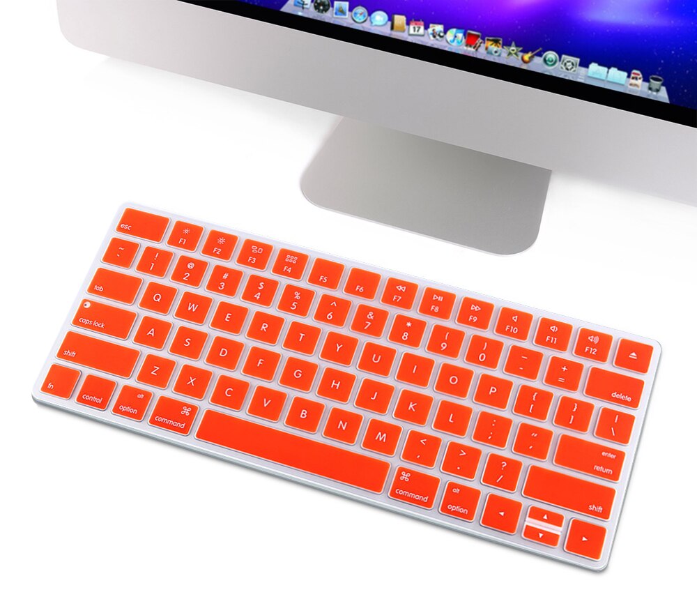 HRH klawiatura pokrywa silikonowa skóra klawiatura pokrywa Protector ochronna folia do Apple magiczna klawiatura MLA22B/A klawiatura amerykańska wersja: Orange