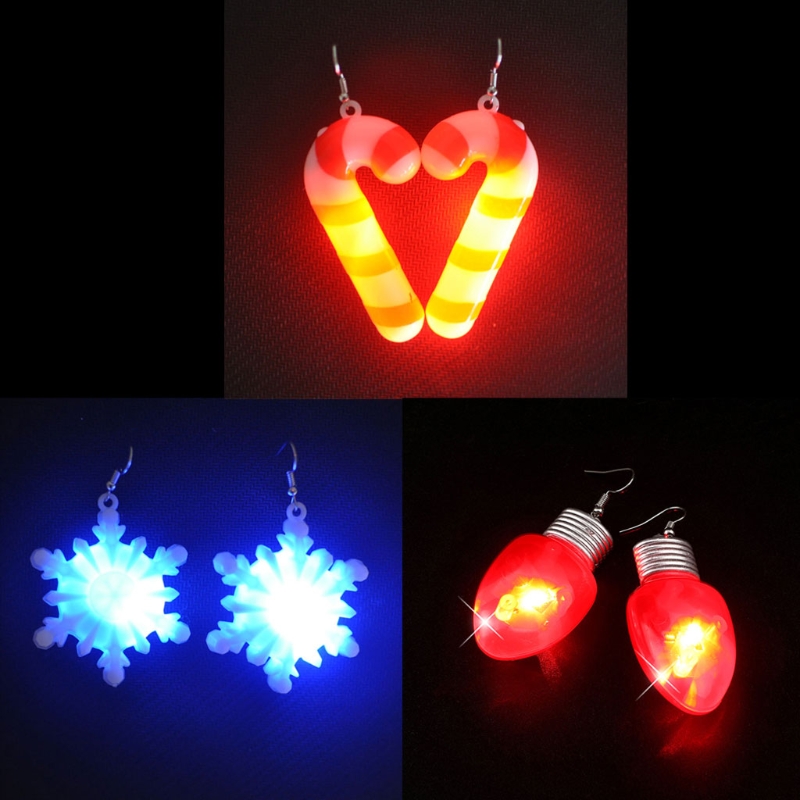 Brincos Glow in the Dark Snow Presente com LED para joias femininas