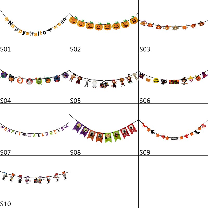 Vleermuis heks spook schedel pompoen banner happy halloween vlag slinger wanddecoratie papieren slinger bar thuis halloween feestbenodigdheden