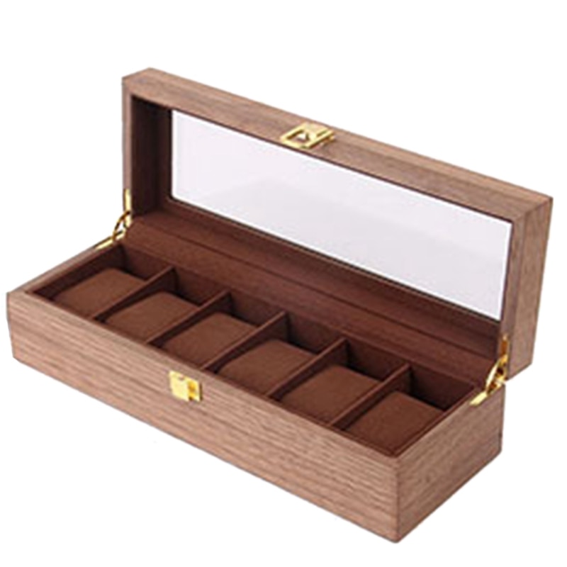 Retro Wooden Watch Display Case Durable Packaging Holder Jewelry Collection Storage Watch Organizer Box Casket: A9