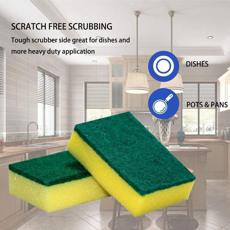 Heavy Duty Multi Use Cleaning Sponges rub Non-Scratch Sponge Scrubbing Dish Sponges Use for Kitchens, Bathroom, Car & Odor Free