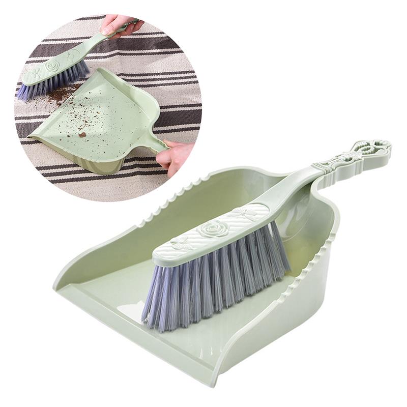 Dust Pan and Broom Set Portable Mini Broom Set Brush and Dustpan Set: Green