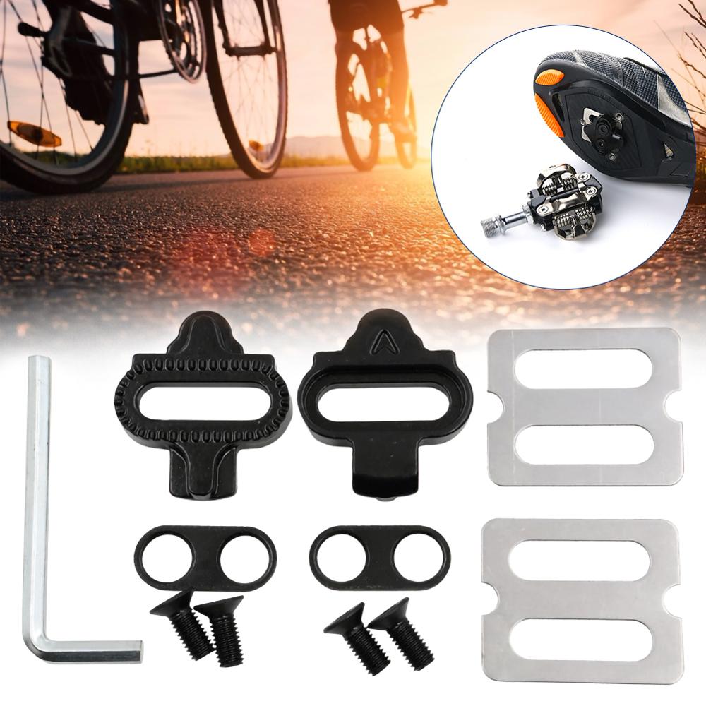 Mountain Bicycle Pedals Cleat Biking MTB Bike Cleat Set Clip-in Clips Kit W/Hardware Nuts Cleats SPD Pedals Plate Bicycle