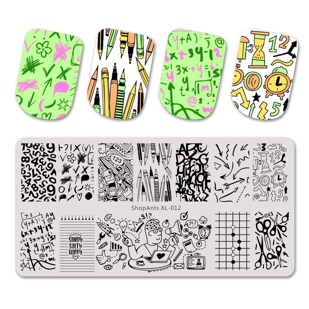 Acier inoxydable ongles estampage plaque lignes beauté rayé banane cygne visage impression modèle pochoir Nail Art timbres modèles: 12