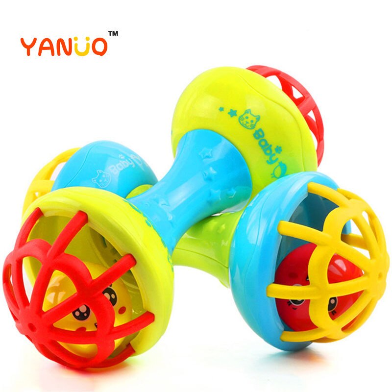 Yanuo Baby Rammelaar Zachte Rubber Halter Bal Tand Ring Rubber Ring Vroege Onderwijs Hand Vangen Bal Kinderen Speelgoed