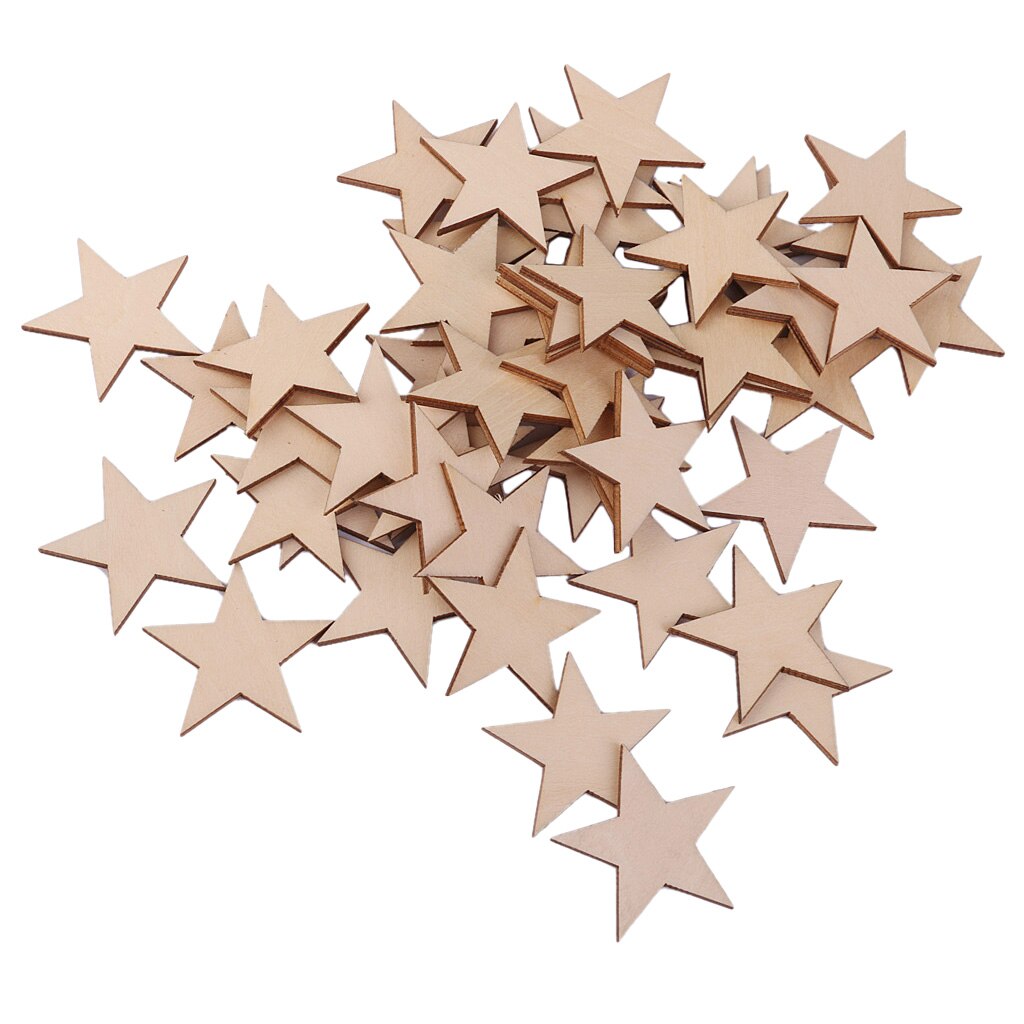 Wood Stars Wooden Crafts Star Cardmaking Scrapbooking Embellishments For Art and Craft Projects