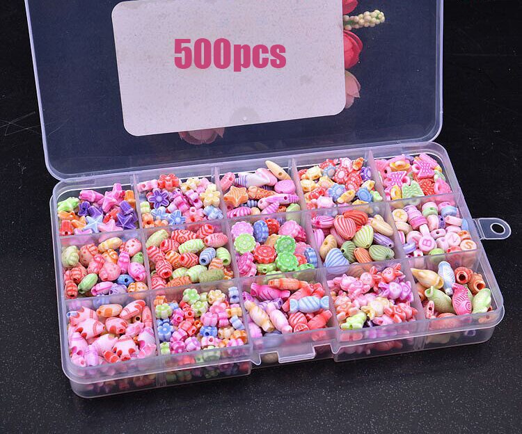 Kids DIY Bead Kit - Acrylic Plastic Spacer Charms - Necklace Bracelet Jewelry Making Toy for Girls 5-13 Years: 15 grid 14