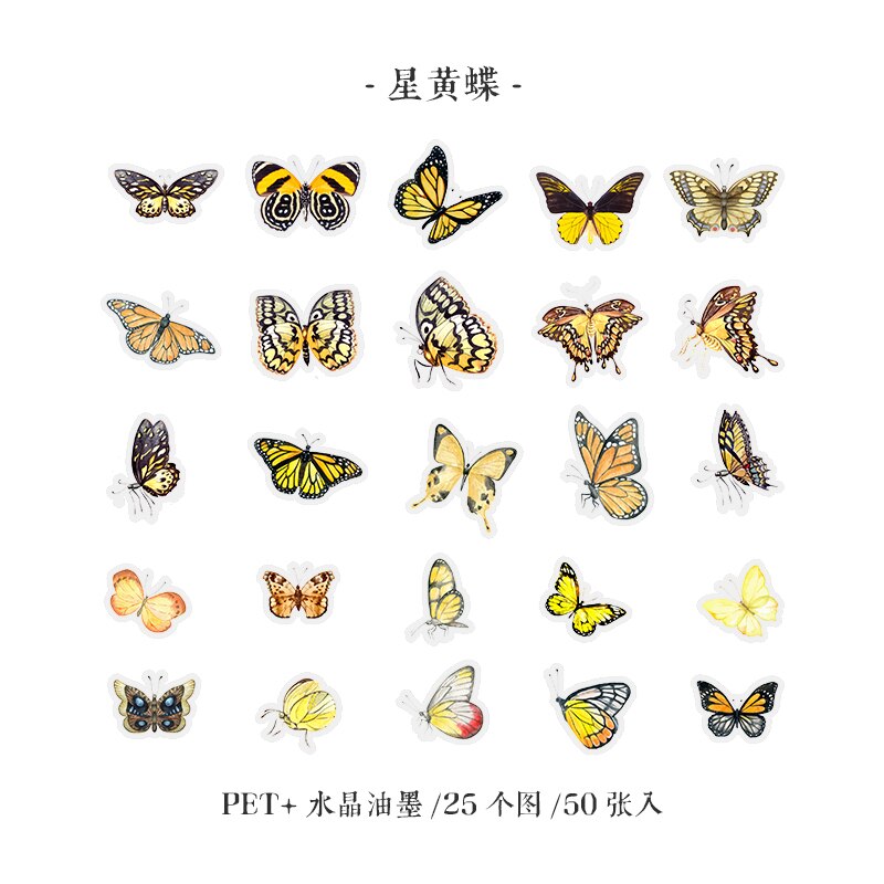 Vlinder Museum Diy Maanlicht Droom Lint Mooie Sticker Decoratieve Dagboek Album Crystal Inkt Pet Art Sticker Pack: H