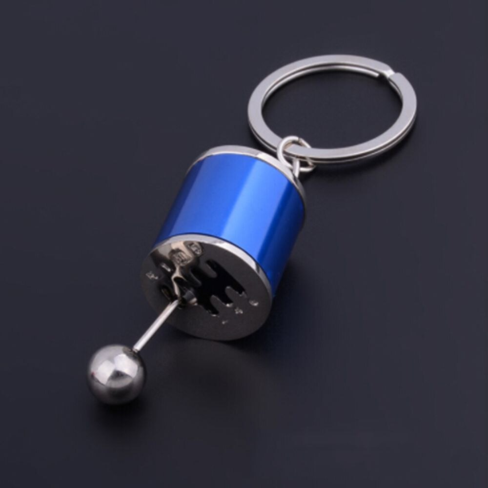 Bil nøglering ring trinket 6- trins gear gear monteringshåndtag nøglering skifte racing tuning mini model biltilbehør: Blå