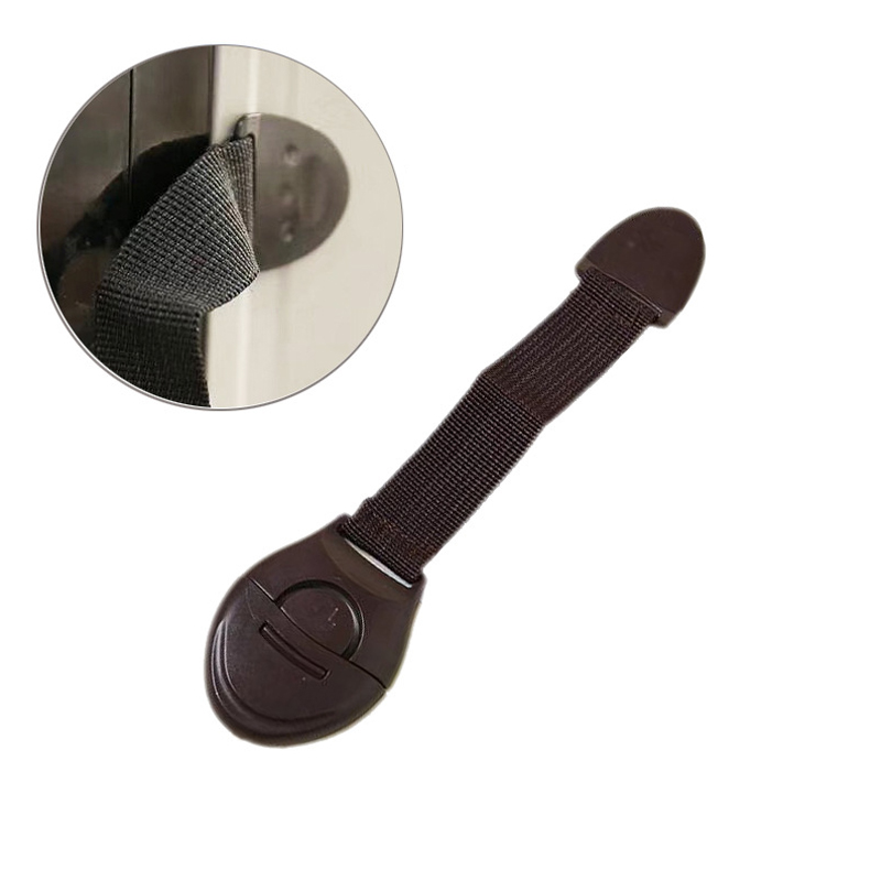 Cerradura de cinturón de tela segura para niños, protección para bebés, cierre de puerta de cajón, armario, armario, refrigerador, suministros de protección de seguridad: Coffee