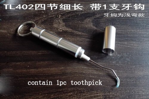 Portable Toothpick Steel Tube Metal Small Bottle Sealing Stainless Steel Tooth pick Holder Stainless Tooth Pick Set: 21 TL402-4Jie-1ZYaG