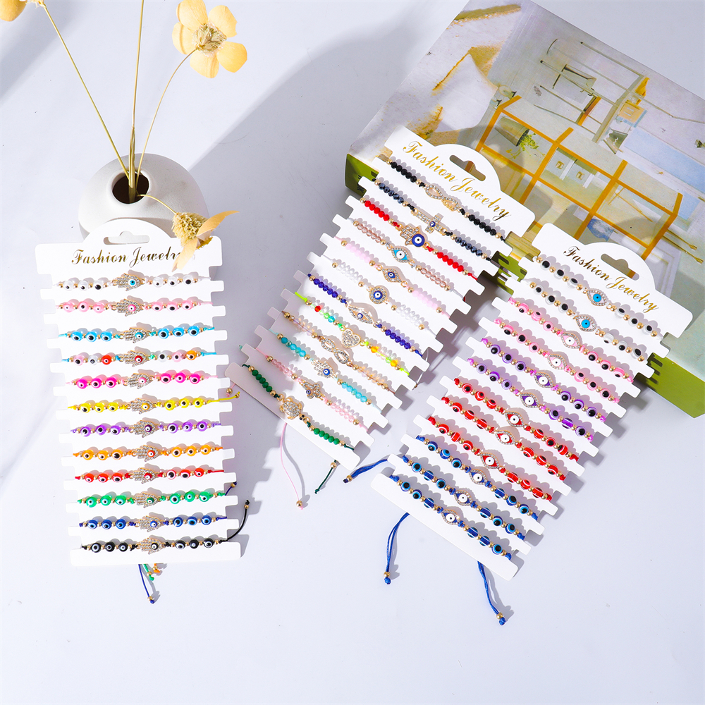 36 Stuks Evil Eye Armbanden Pack Mexican Braclets Set Ojo Armband Bescherming Amulet Enkelbanden Sieraden Cadeau Voor Vrouwen Meisjes Jongens