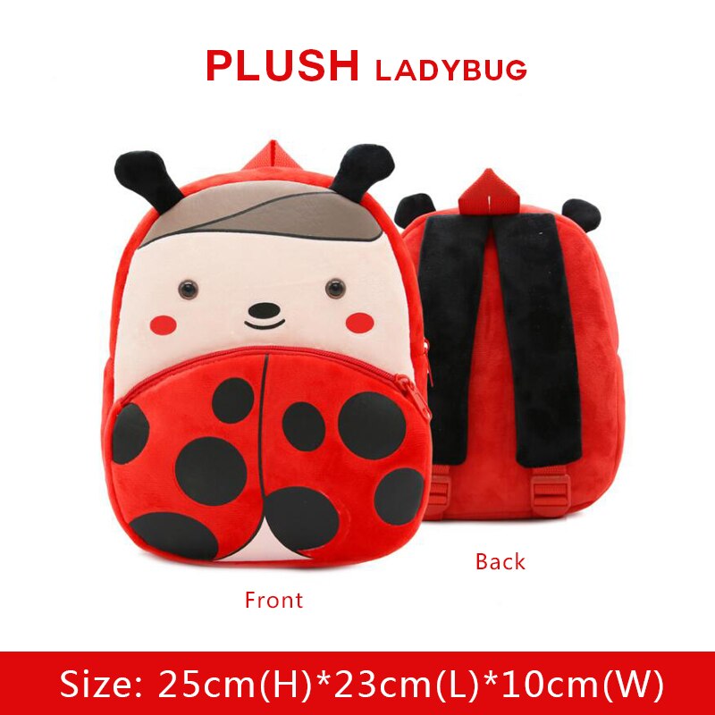 BOBDOG 3D Animal Plush Children Backpacks kindergarten Schoolbag Kids Backpack Children School Bags Girls Boys Back: Ladybug