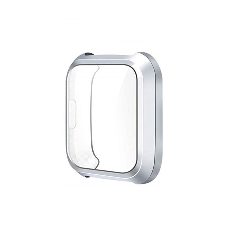 Voor Fitbit Versa Lite Anti-Val Horloge Bumper Wijzerplaat Polyurethaan Elektrolytische Case Horloge Gezicht Frame Armband Scherm Shell Cover: silver