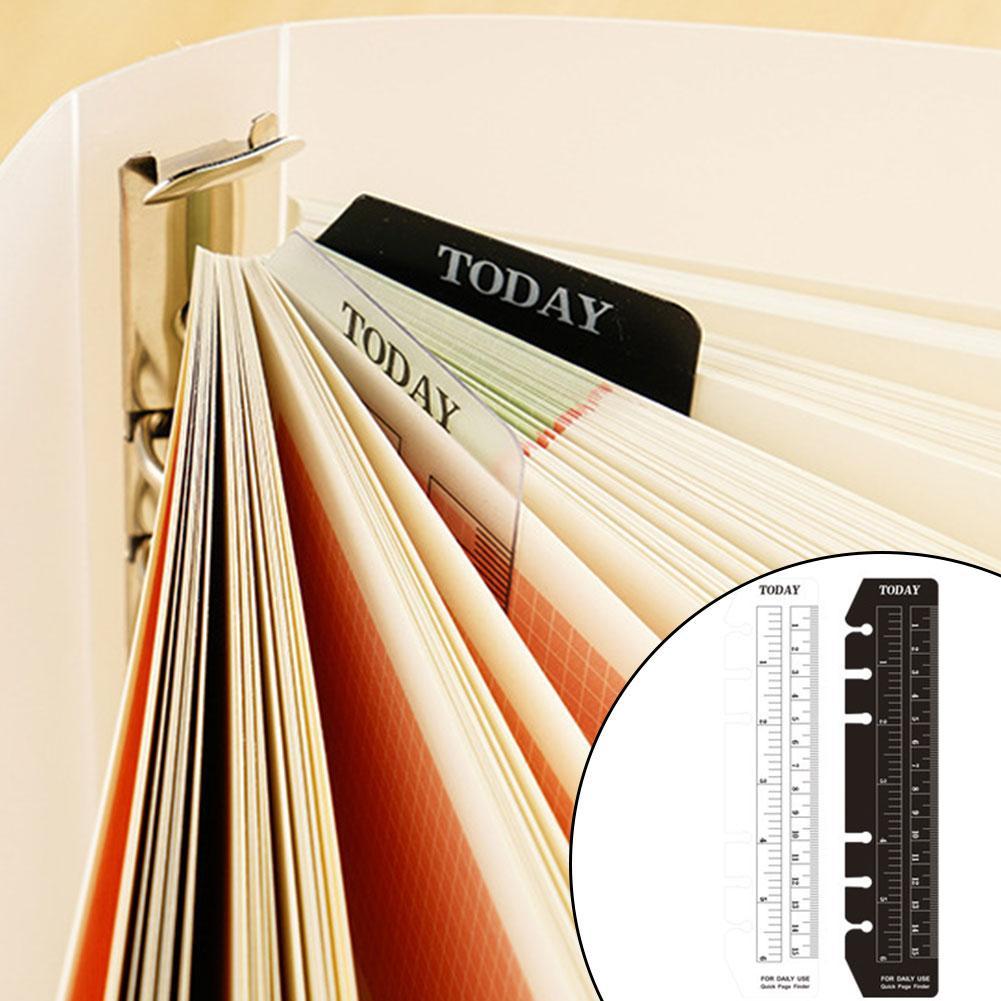 2 Pcs Notebook Page PVC Loose-leaf Separator Page A5/A6/A7 Size Different Multi-function Holes Ruler Bookmark 6 K5W6