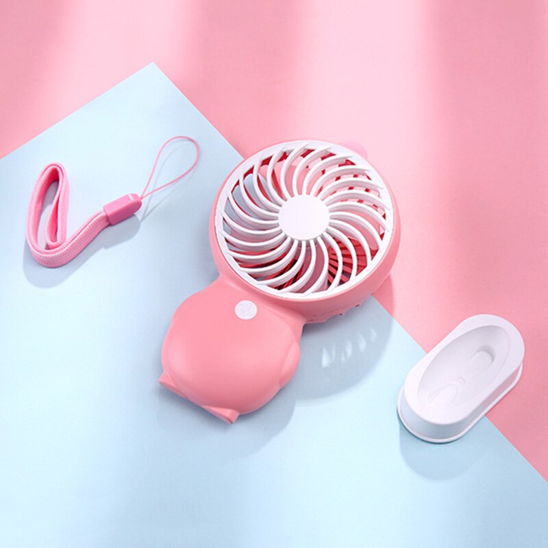 Handheld Mini Ventilator Cartoon Leuke Fan Draagbare Lichtgewicht Usb Ventilator Voor Studenten Kids Lad: Pink