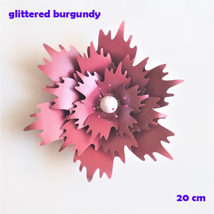 20CM Thick Cardstock Rose DIY Paper Flowers For Wedding & Event Backdrops Decorations Baby Nursery Wall Decor Video Tutorials: Glittered Burgundy