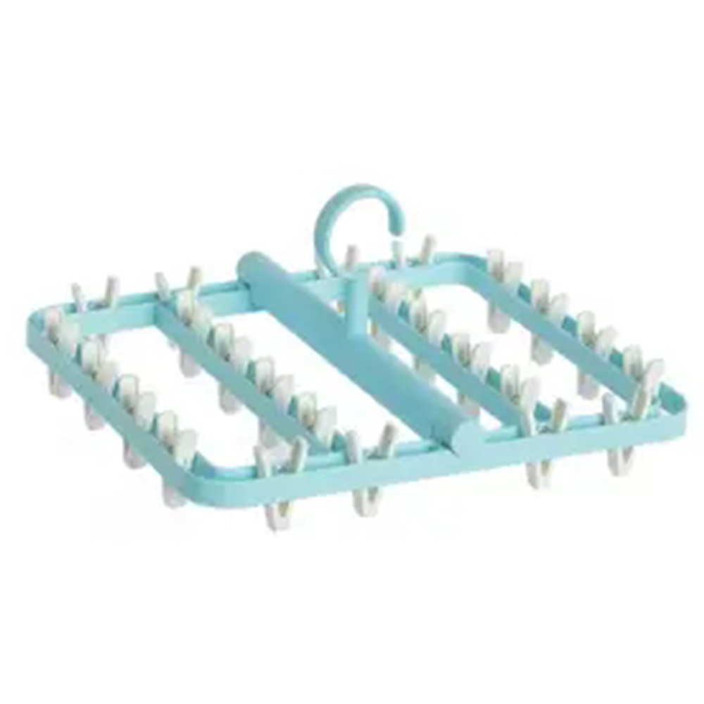 Crochet de cintre à clips multiples, rotation automatique, pour vêtements et chaussettes, crochet multifonction, pliable: blue