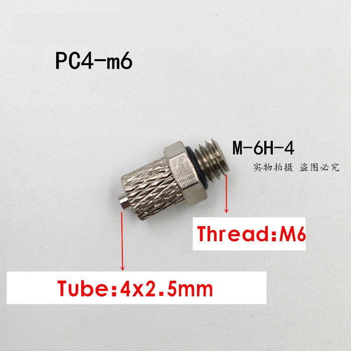 PC4-m3 PC6-M5 filetage mâle M3 M4 M5 M6-Tube 3mm 4mm 6mm tuyau pneumatique droit tuyau d'air raccord rapide Mini connecteur en laiton: PC4-m6
