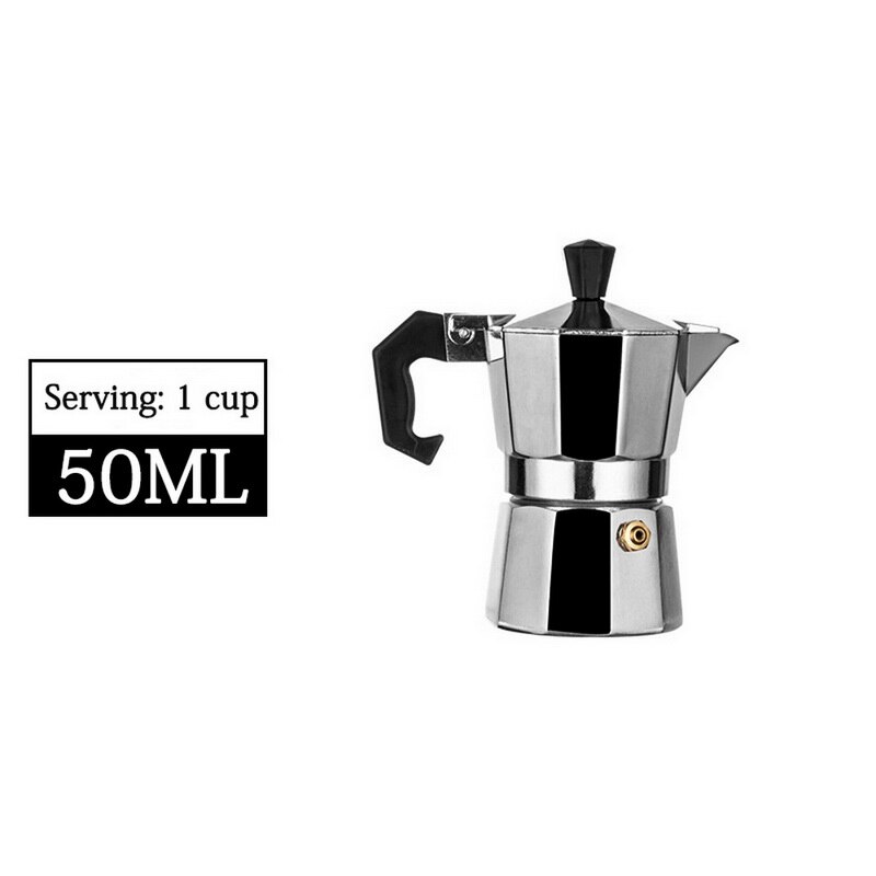 50/100/150/300/450/600ml Mocha Coffee Maker Portable Aluminum Percolator Home Office Mocha Pot Durable Espresso Maker: 50ML