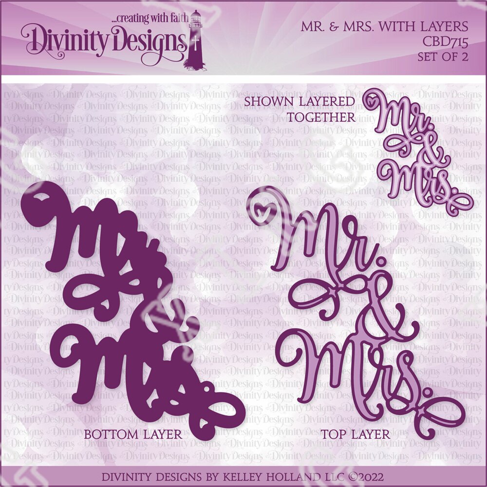 Belly Band Mr Mrs Envelop Anniversary Ring Achtergrond Proost Lovebirds Gatefold Geloof Hoop Liefde Lagen Craft Sterft Postzegels: Y4097-Dies