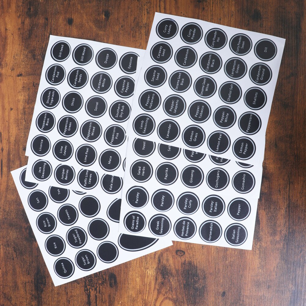 13 Sheets Spice Jar Labels Printed PVC Pantry Stickers Blackboard Sticker for Bottle Canister: Default Title