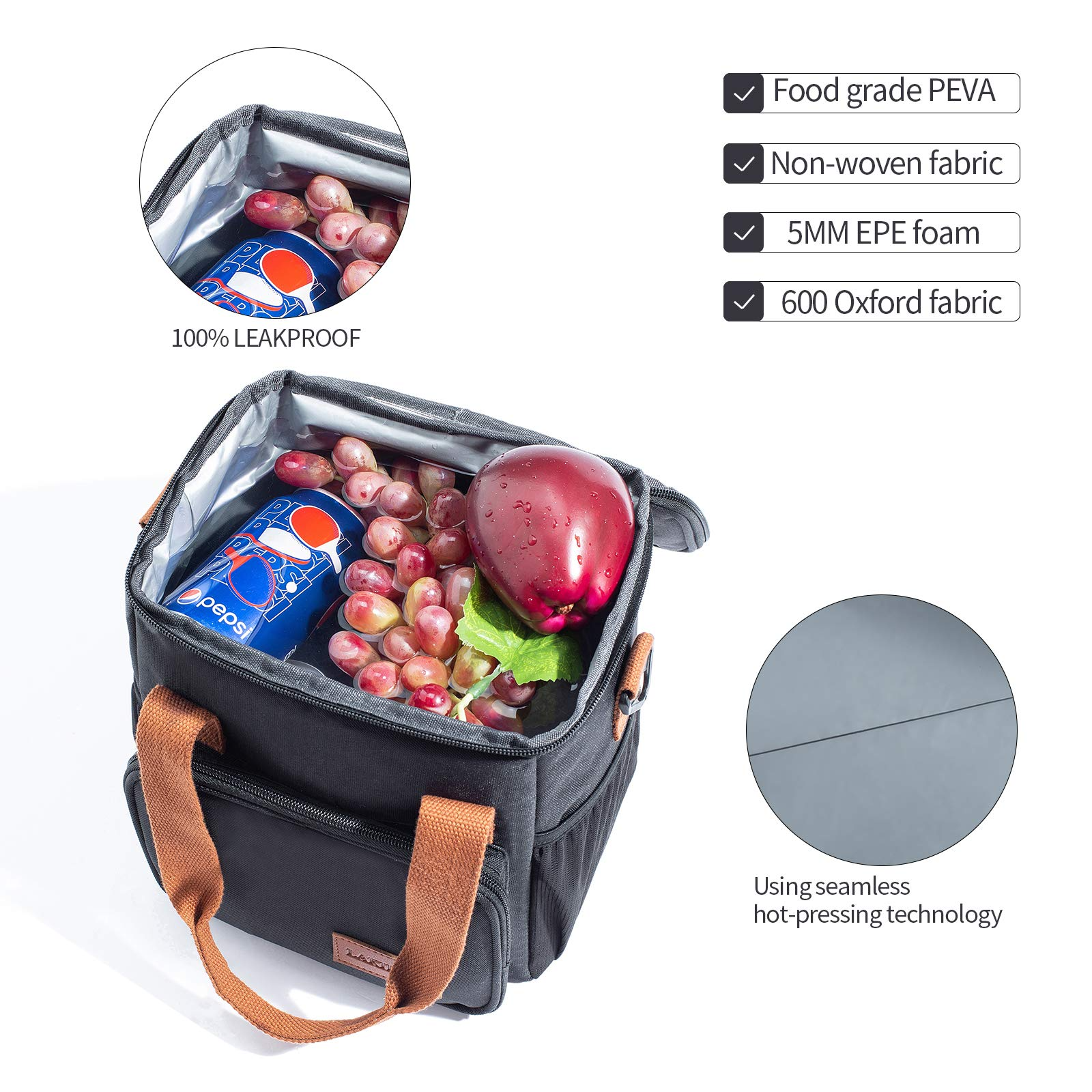 Large Tote Insulated Lunch Bag for Women Men Reusable Picnic Cooler Bags with Adjustable Shoulder Strap
