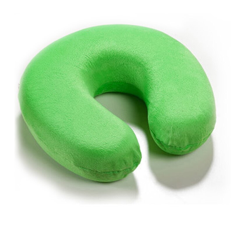 Zachte U Vormige Trage Rebound Memory Foam Reizen Nek Kussen Voor Office Vlucht Reizen Katoen Kussens Head Rest Kussen: green