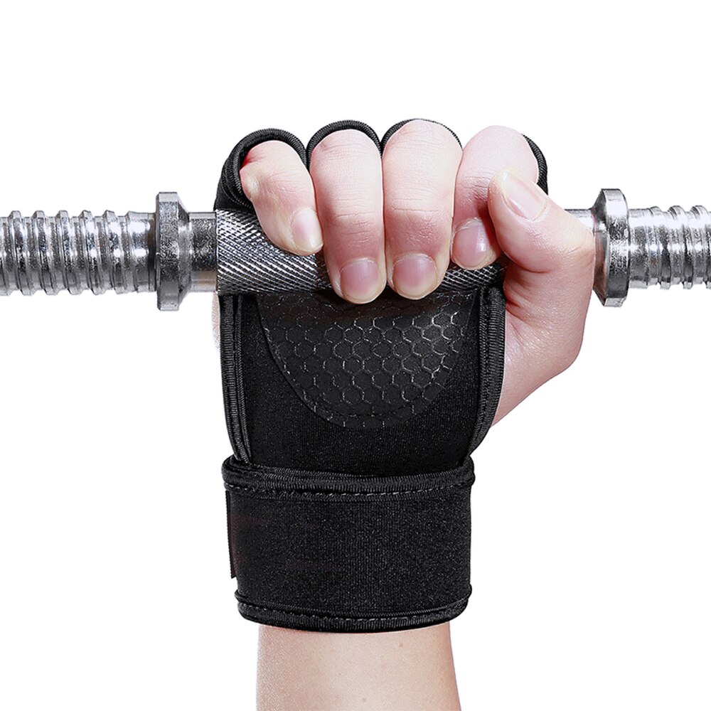 Løftehansker treningshansker integrert håndleddsinnpakning antiskli håndbeskytter til vektløfting kraftløfting dra ups Fitness