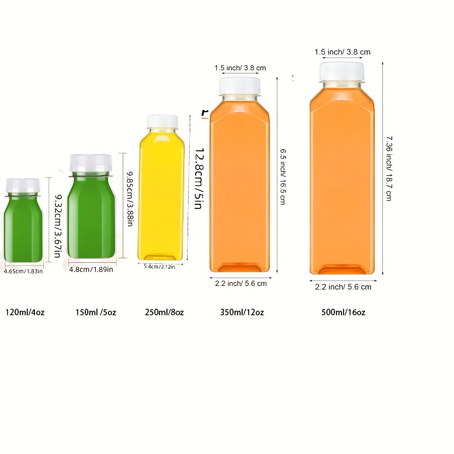 5pcs Plastic Bottles For Liquids - Ginger Shot Bottles With Caps, Wellness Juice Shot Drink Containers For Homemade Beverages