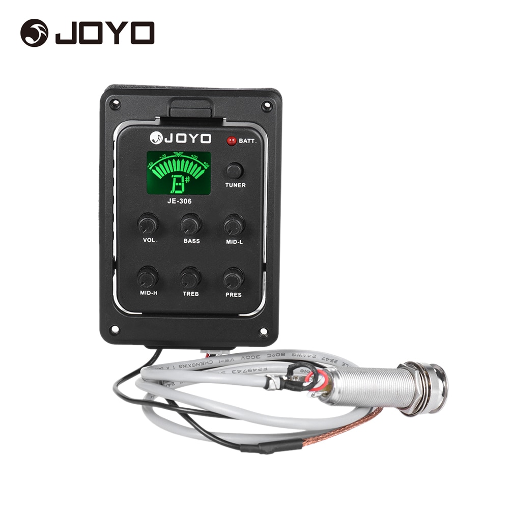 JOYO JE-306 5-Band EQ Equalizer Akoestische Gitaar Piezo Pickup Voorversterker Tuner Systeem met Lcd-scherm