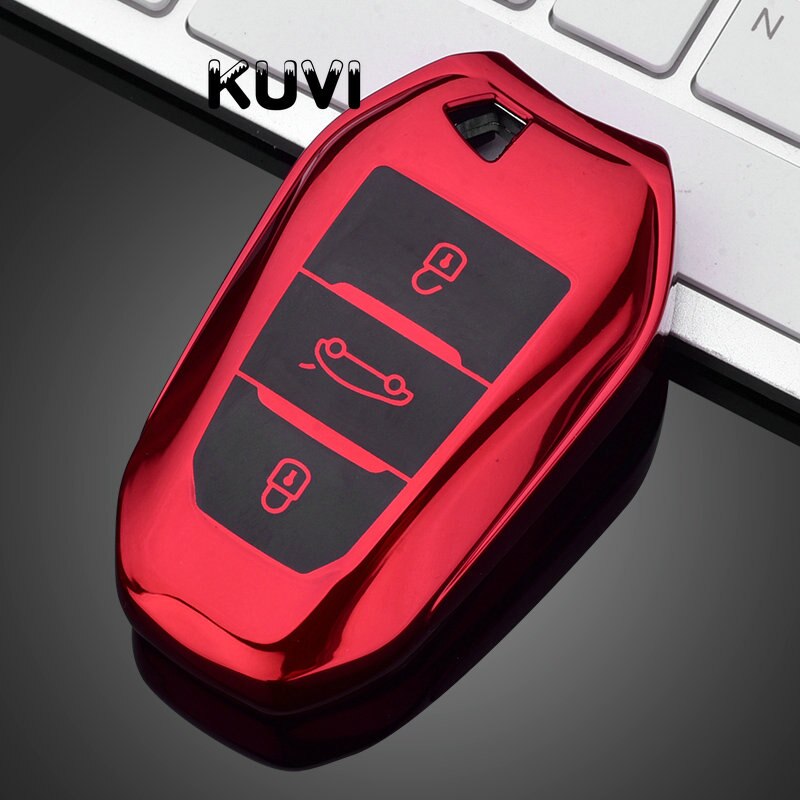 Smart fjärrkontroll för bilnyckel fob till peugeot 508 301 3008 4008 407 408 citroen  c5 c6 c4l cactus  c3xr ds nyckelring: Röd