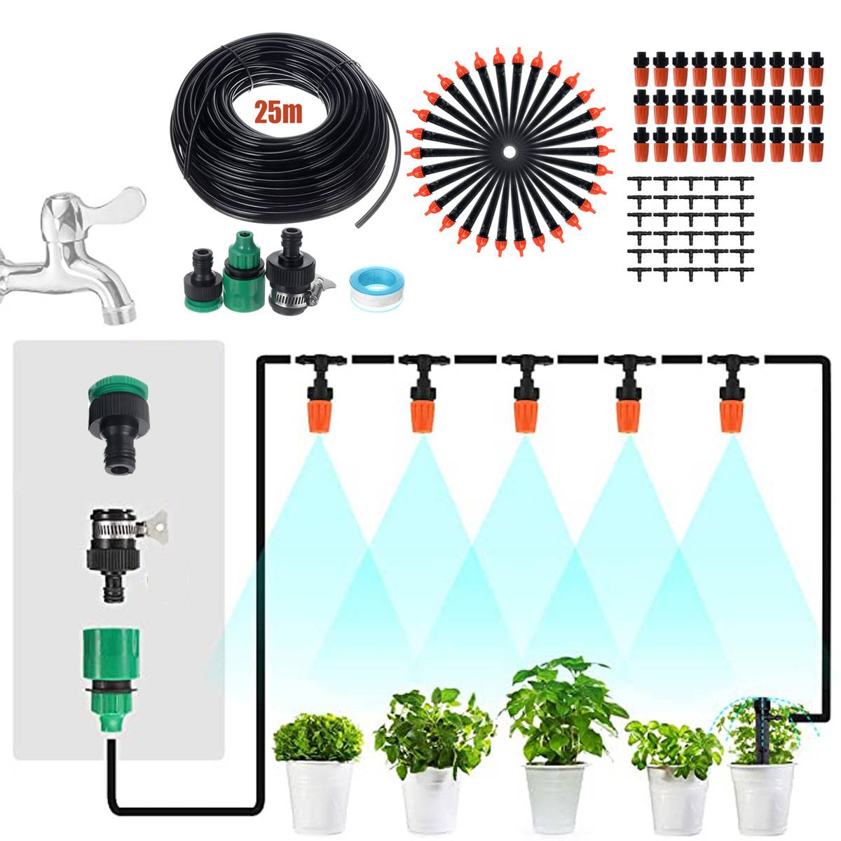 5/15/25m Automatic Watering Timer Irrigation System Greenhouse Plant Kit for Flowers Plants Bonsai Intelligent Care Watering Kit