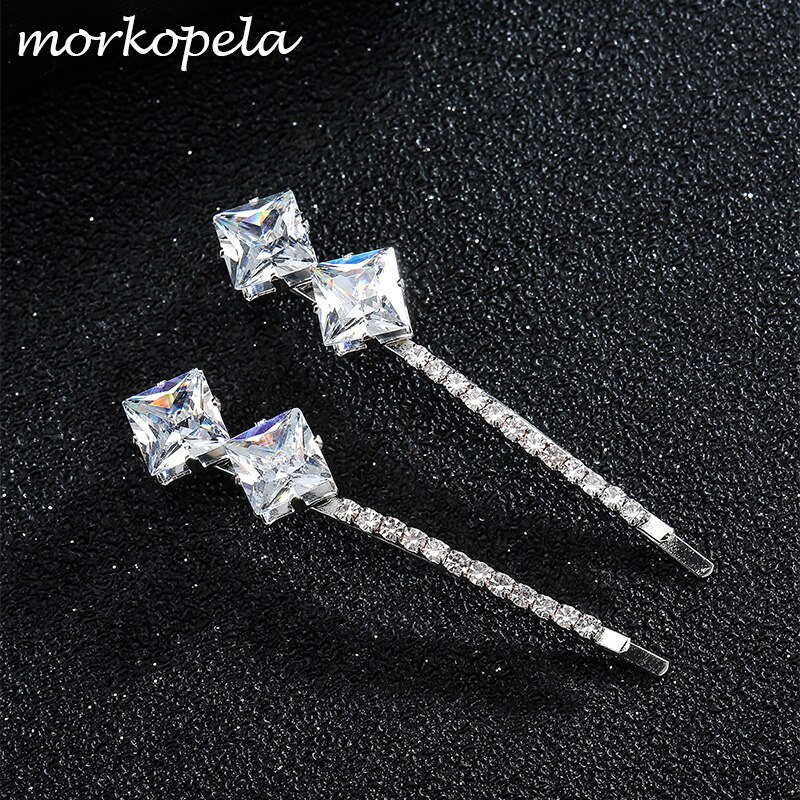 Morkopela Zirkoon Haarspeld Rhinestone Haar Clip Voor Vrouwen Bridal Haarspelden Accessoires Bruiloft Haar Sieraden