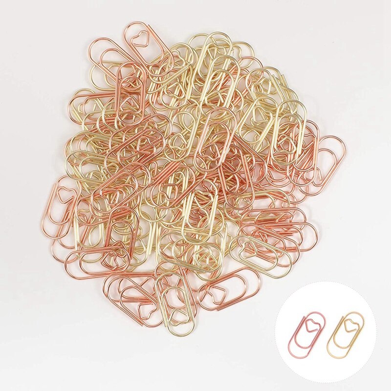 150 Pieces Cute Paper Clips Mini Clips Heart Shaped Paperclips Bookmark Clips for Office Supplier School