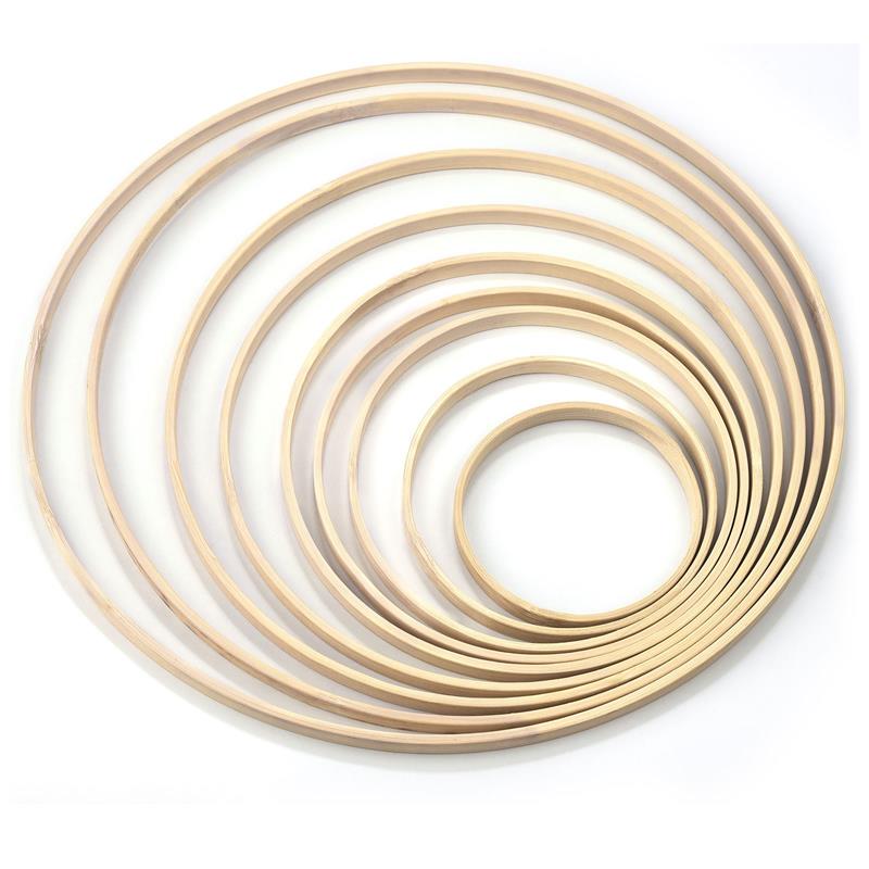 Anneau Macramé en Bambou pour Broderie et Attrape-Guirlande, Idéal pour Panier de Noël Suspendu, Cercle de Croix, en Bois, Fait à la Main, Décoration d&#39;Intérieur, 1 à 5 pièces