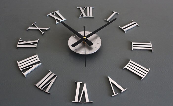 Simple Wall Clock Diy Luxury 3d Wall Clock Large Size Home Decoration Art Clock Silver