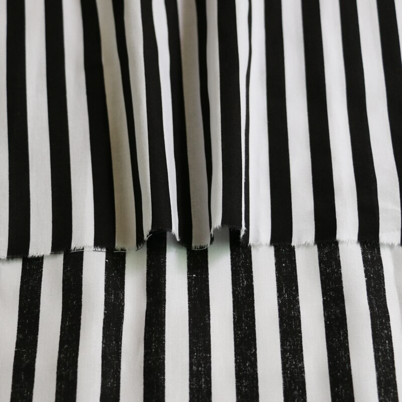 Black white stripe cotton fabric natural dress shirt material 100*145cm
