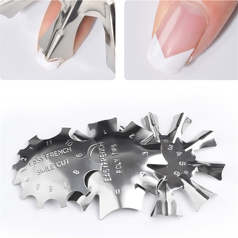 Franse Lijn Rand Glimlach Cutter Nail Stencil Rand Trimmer Multi-size Nail Manicure Nail Art Styling Tool Set